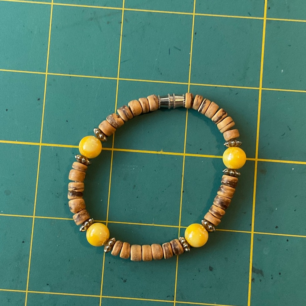 Yellow and Brown Kids Beaded Bracelet